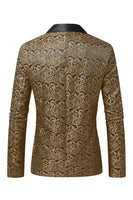 Laden Sie das Bild in den Galerie-Viewer, Dunkelroter Jacquard Schal Revers Herren Ballblazer