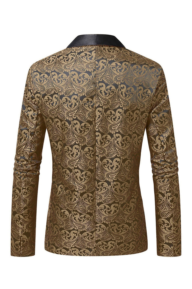 Laden Sie das Bild in den Galerie-Viewer, Dunkelroter Jacquard Schal Revers Herren Ballblazer