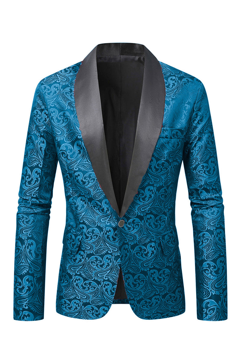 Laden Sie das Bild in den Galerie-Viewer, Dunkelroter Jacquard Schal Revers Herren Ballblazer