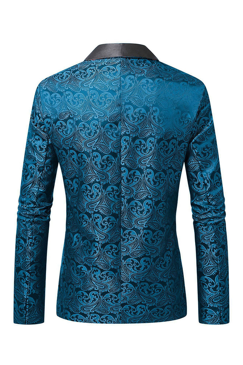 Laden Sie das Bild in den Galerie-Viewer, Dunkelroter Jacquard Schal Revers Herren Ballblazer