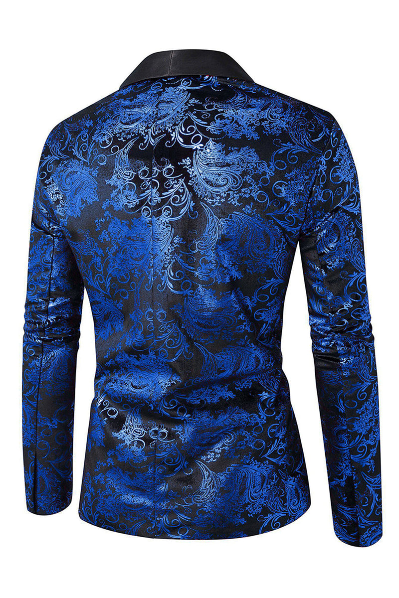 Laden Sie das Bild in den Galerie-Viewer, Grünes Schalrevers Revers Jacquard Herren Ballblazer mit einem Knopf