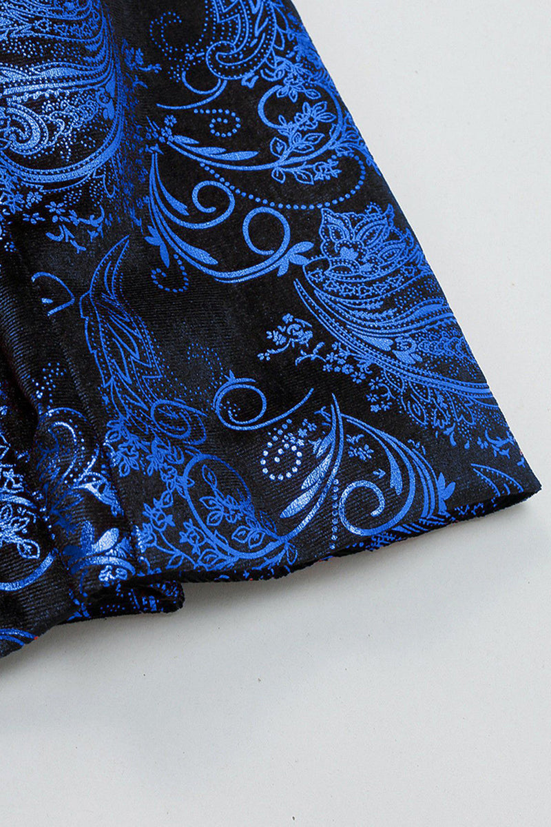 Laden Sie das Bild in den Galerie-Viewer, Grünes Schalrevers Revers Jacquard Herren Ballblazer mit einem Knopf