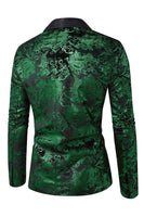 Laden Sie das Bild in den Galerie-Viewer, Grünes Schalrevers Revers Jacquard Herren Ballblazer mit einem Knopf
