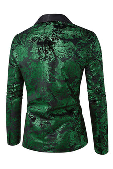 Grünes Schalrevers Revers Jacquard Herren Ballblazer mit einem Knopf