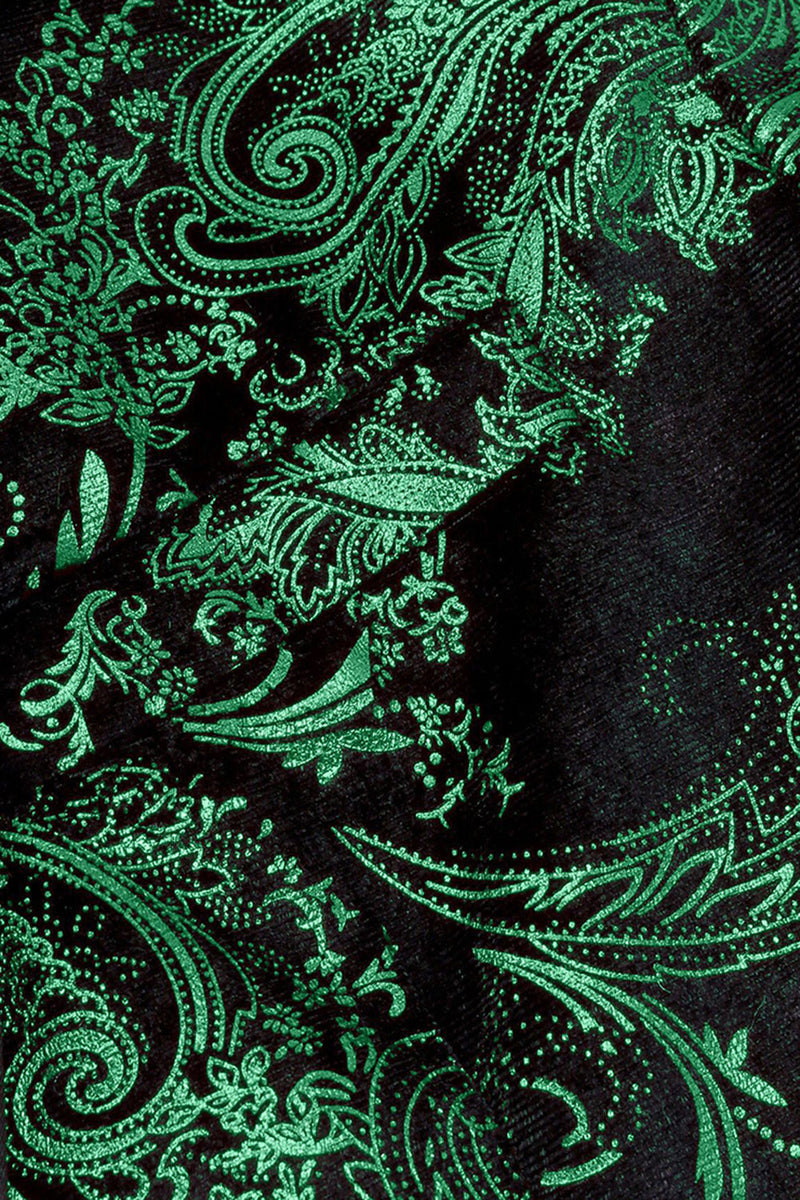 Laden Sie das Bild in den Galerie-Viewer, Grünes Schalrevers Revers Jacquard Herren Ballblazer mit einem Knopf