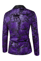 Laden Sie das Bild in den Galerie-Viewer, Grünes Schalrevers Revers Jacquard Herren Ballblazer mit einem Knopf