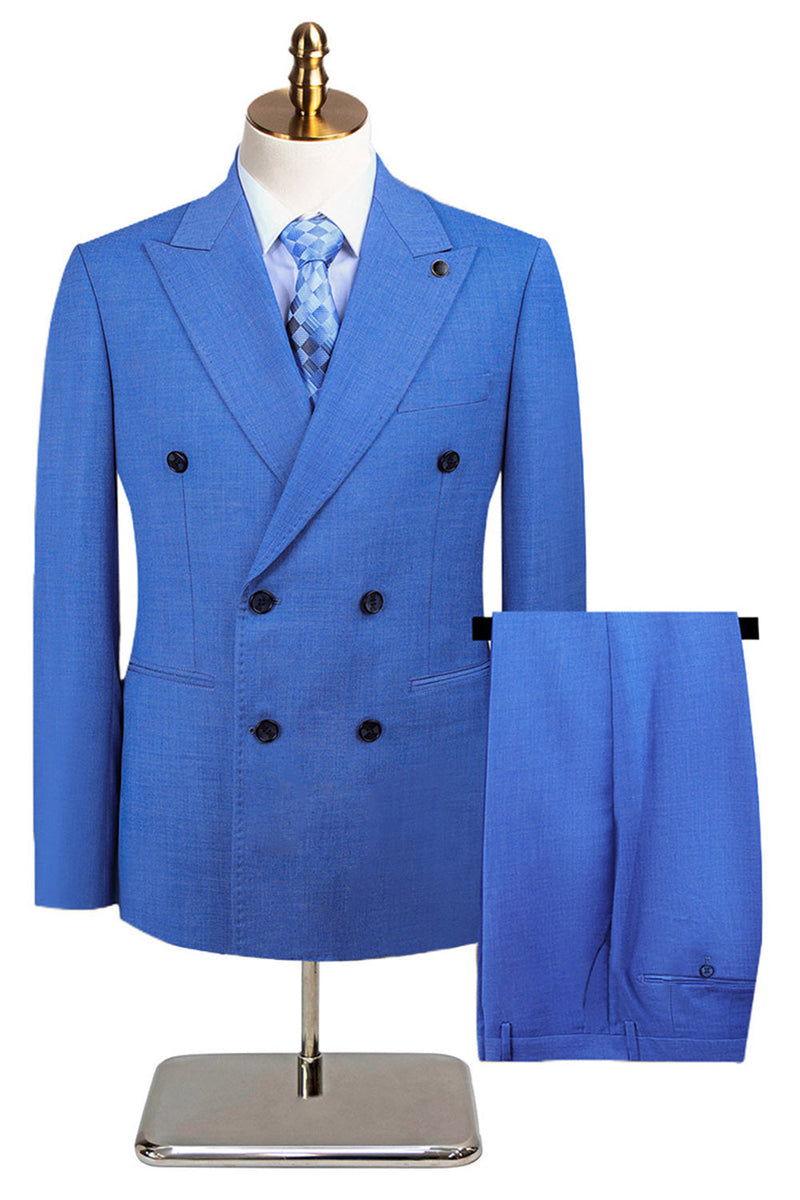 Laden Sie das Bild in den Galerie-Viewer, Graugrün 2-teilige Zweireihige Herrenanzüge mit Spitzrevers