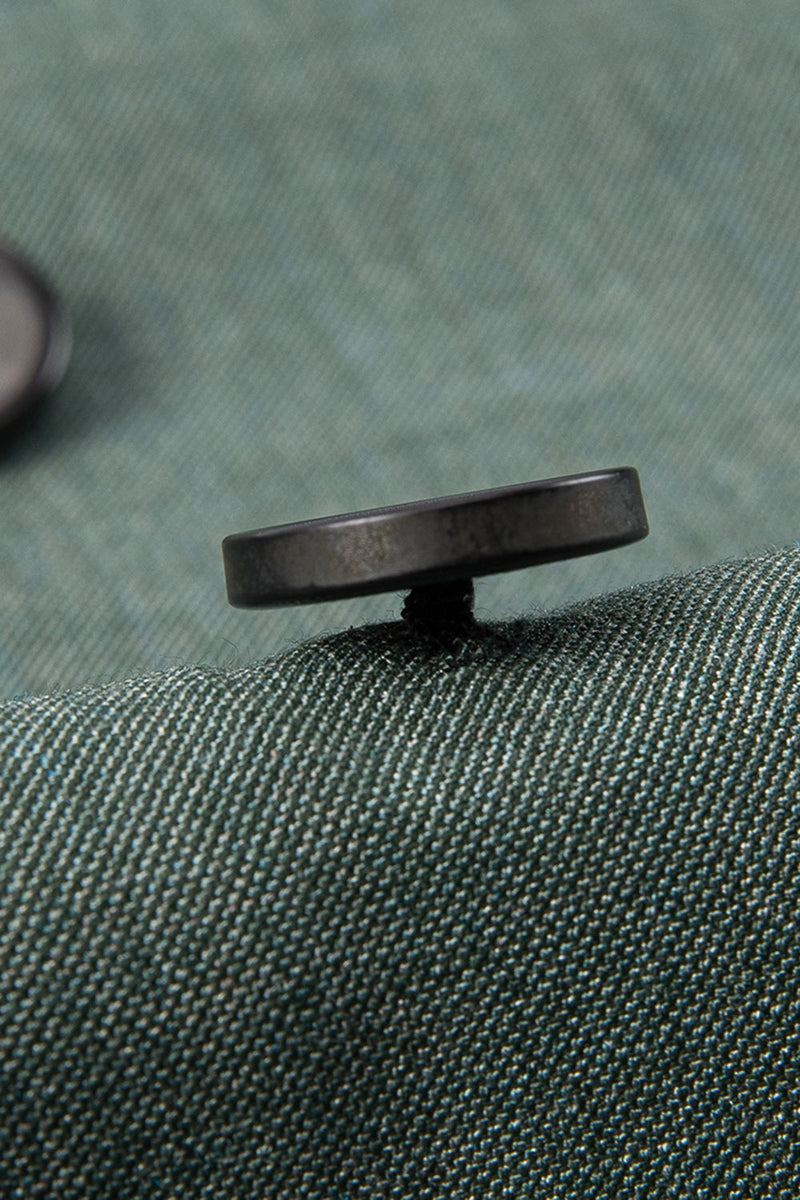 Laden Sie das Bild in den Galerie-Viewer, Graugrün 2-teilige Zweireihige Herrenanzüge mit Spitzrevers