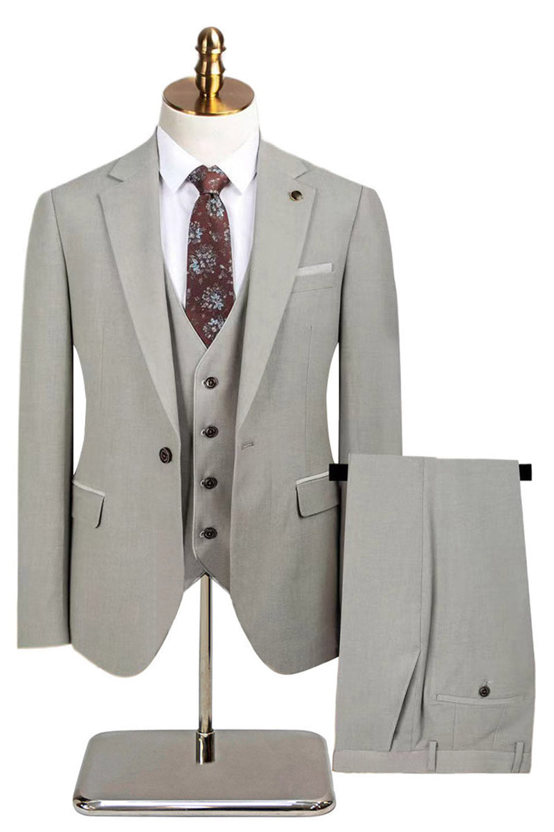 Laden Sie das Bild in den Galerie-Viewer, 3-teilige Marineblaue Herrenanzüge mit gekerbtem Revers und einem Knopf