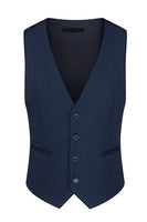 Laden Sie das Bild in den Galerie-Viewer, 3-teilige Marineblaue Herrenanzüge mit gekerbtem Revers und einem Knopf