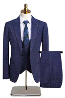 Laden Sie das Bild in den Galerie-Viewer, Dunkelgrau 3-teilige Peak Revers Slim Fit Herren Hochzeitsanzüge