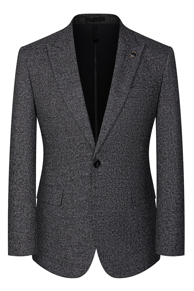 Laden Sie das Bild in den Galerie-Viewer, Dunkelgrau 3-teilige Peak Revers Slim Fit Herren Hochzeitsanzüge