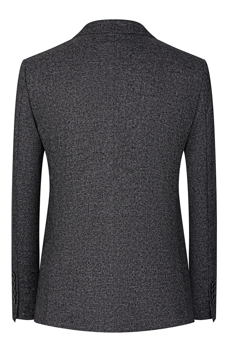 Laden Sie das Bild in den Galerie-Viewer, Dunkelgrau 3-teilige Peak Revers Slim Fit Herren Hochzeitsanzüge