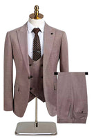 Laden Sie das Bild in den Galerie-Viewer, Dunkelgrau 3-teilige Peak Revers Slim Fit Herren Hochzeitsanzüge