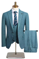 Laden Sie das Bild in den Galerie-Viewer, Dunkelgrau 3-teilige Peak Revers Slim Fit Herren Hochzeitsanzüge