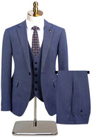 Laden Sie das Bild in den Galerie-Viewer, Taupe 3-teilige Slim-Fit Anzüge mit gekerbtem Revers und einem Knopf für Herren