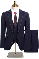 Laden Sie das Bild in den Galerie-Viewer, Taupe 3-teilige Slim-Fit Anzüge mit gekerbtem Revers und einem Knopf für Herren