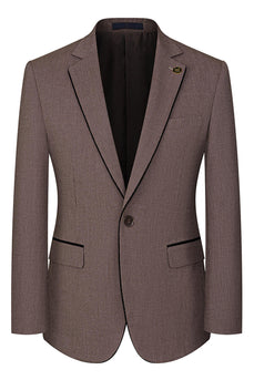 Taupe 3-teilige Slim-Fit Anzüge mit gekerbtem Revers und einem Knopf für Herren