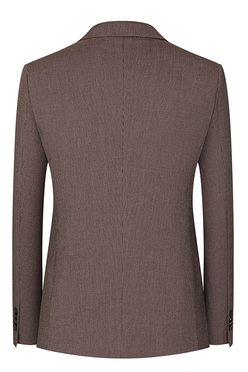 Laden Sie das Bild in den Galerie-Viewer, Taupe 3-teilige Slim-Fit Anzüge mit gekerbtem Revers und einem Knopf für Herren