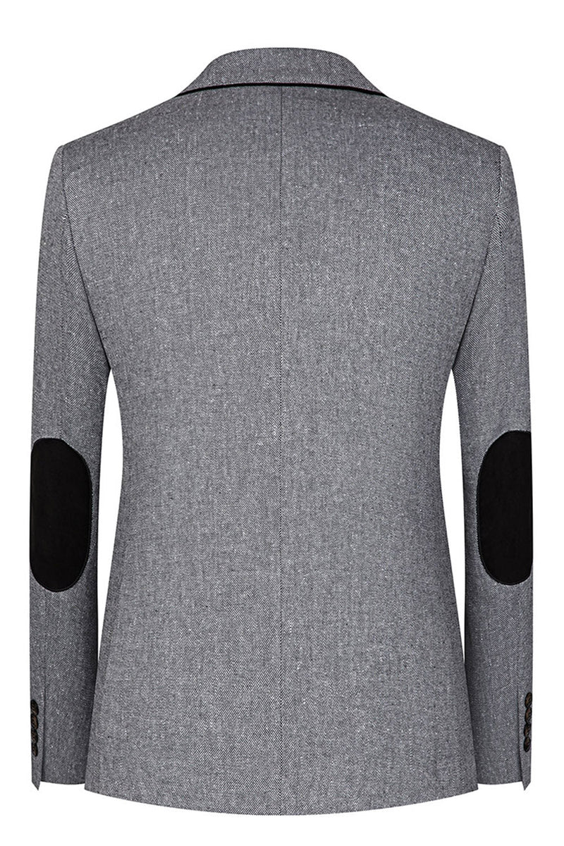 Laden Sie das Bild in den Galerie-Viewer, 3-teilige Slim Fit Herrenanzüge mit gekerbtem Revers Graue Anzüge