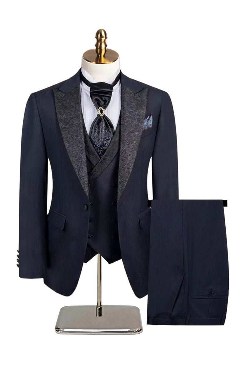 Laden Sie das Bild in den Galerie-Viewer, Slim Fit 3-teilige Herrenanzüge mit Peak Revers