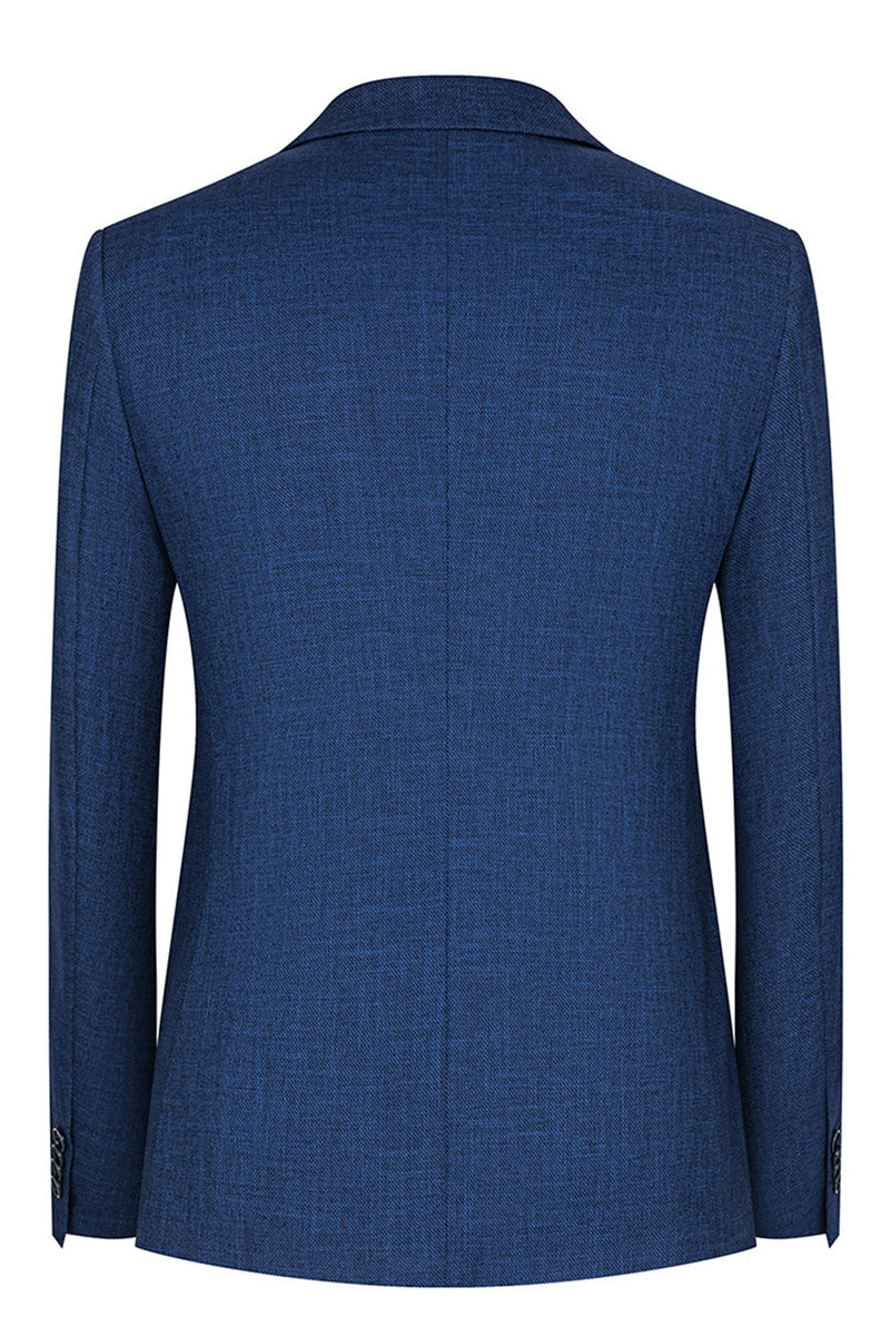 Laden Sie das Bild in den Galerie-Viewer, Pfauenblau Peak Revers 3-teilige Herrenanzüge mit einem Knopf