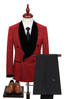 Laden Sie das Bild in den Galerie-Viewer, 2 Stück Schal Revers Zweireihige Weiße Herren Hochzeitsanzüge