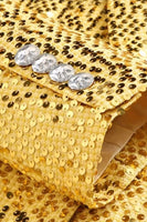 Laden Sie das Bild in den Galerie-Viewer, Glitzernde Goldene Pailletten mit gekerbtem Revers 2-teilige Ballanzüge