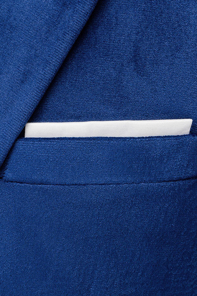 Laden Sie das Bild in den Galerie-Viewer, Blaues Peak Revers 2-teilige Slim-Fit Anzüge für den Abschlussball