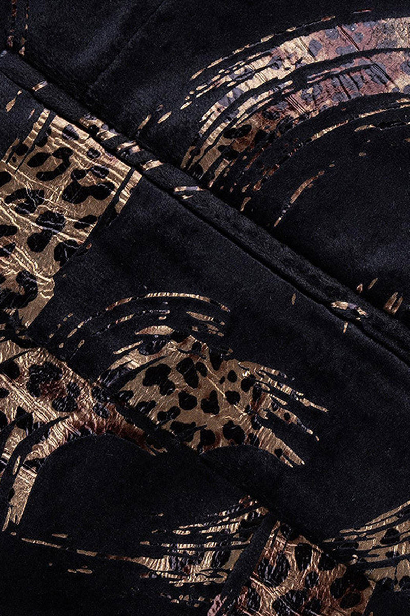 Laden Sie das Bild in den Galerie-Viewer, Herren Schwarz-goldener Bedruckter Ballblazer mit gekerbtem Revers