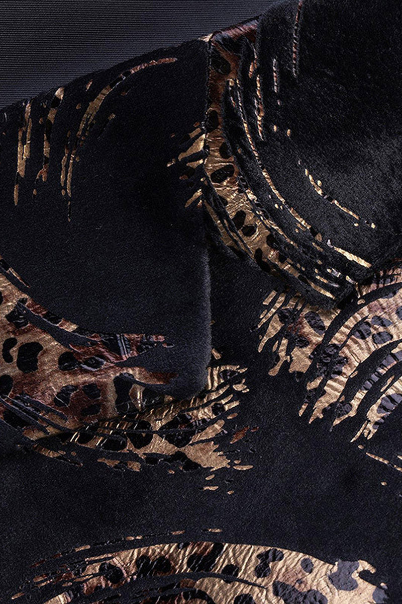 Laden Sie das Bild in den Galerie-Viewer, Herren Schwarz-goldener Bedruckter Ballblazer mit gekerbtem Revers