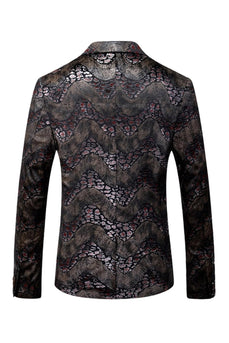 Schwarzer Bedruckter Herren Ballblazer mit gekerbtem Revers