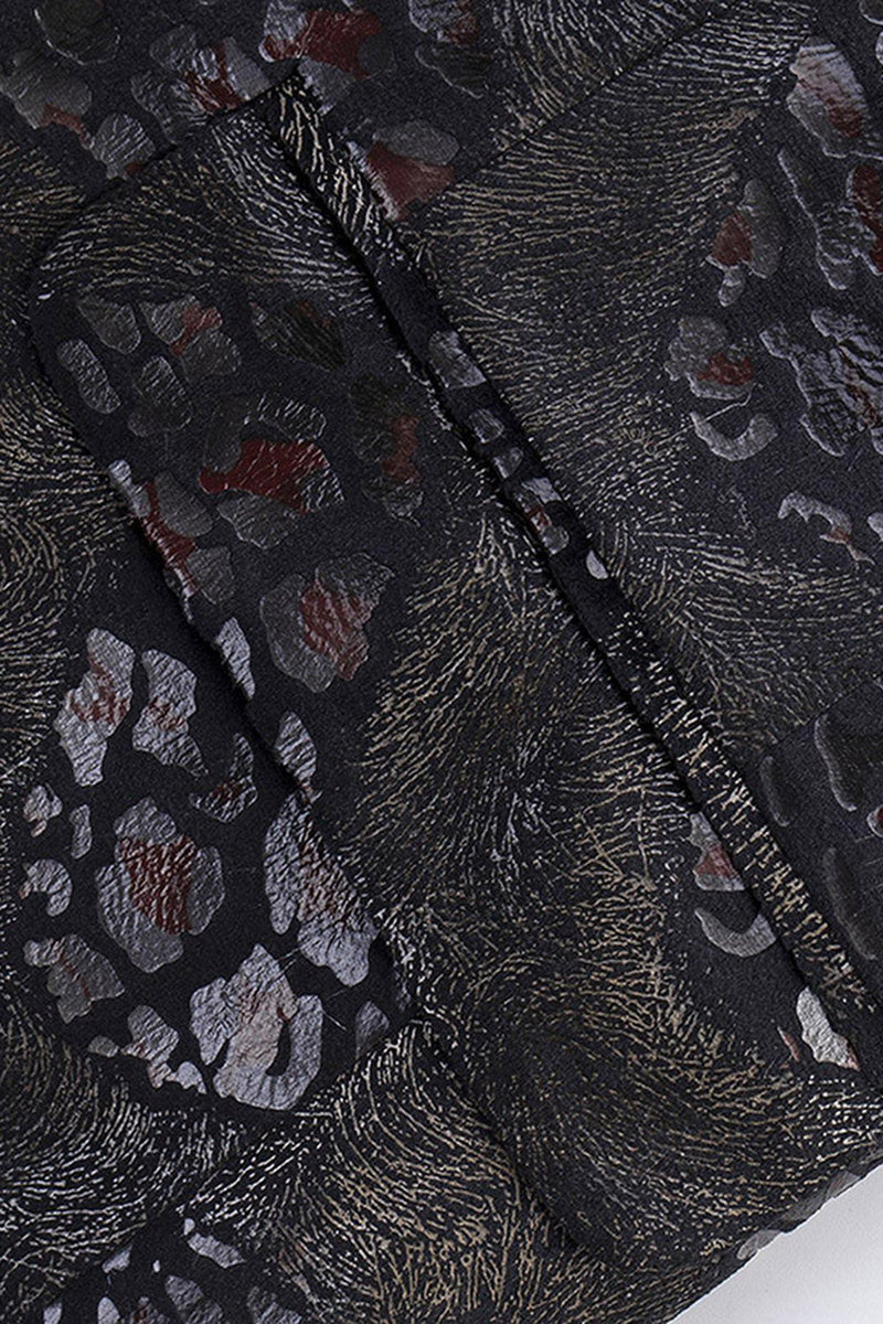 Laden Sie das Bild in den Galerie-Viewer, Schwarzer Bedruckter Herren Ballblazer mit gekerbtem Revers