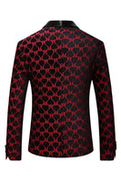 Laden Sie das Bild in den Galerie-Viewer, Schwarz Rot Bedruckter Ballblazer mit Schal und Revers