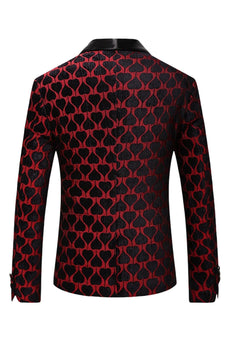 Schwarz Rot Bedruckter Ballblazer mit Schal und Revers