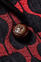 Laden Sie das Bild in den Galerie-Viewer, Schwarz Rot Bedruckter Ballblazer mit Schal und Revers