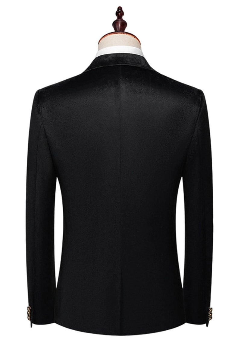 Laden Sie das Bild in den Galerie-Viewer, Schwarze 2-teilige Herrenanzüge mit Peak Revers