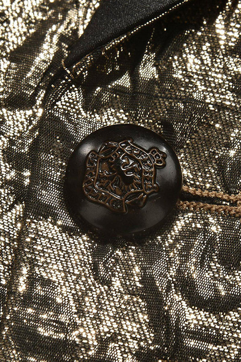 Laden Sie das Bild in den Galerie-Viewer, Glitzernder Goldener Schal Revers Herren Ballblazer