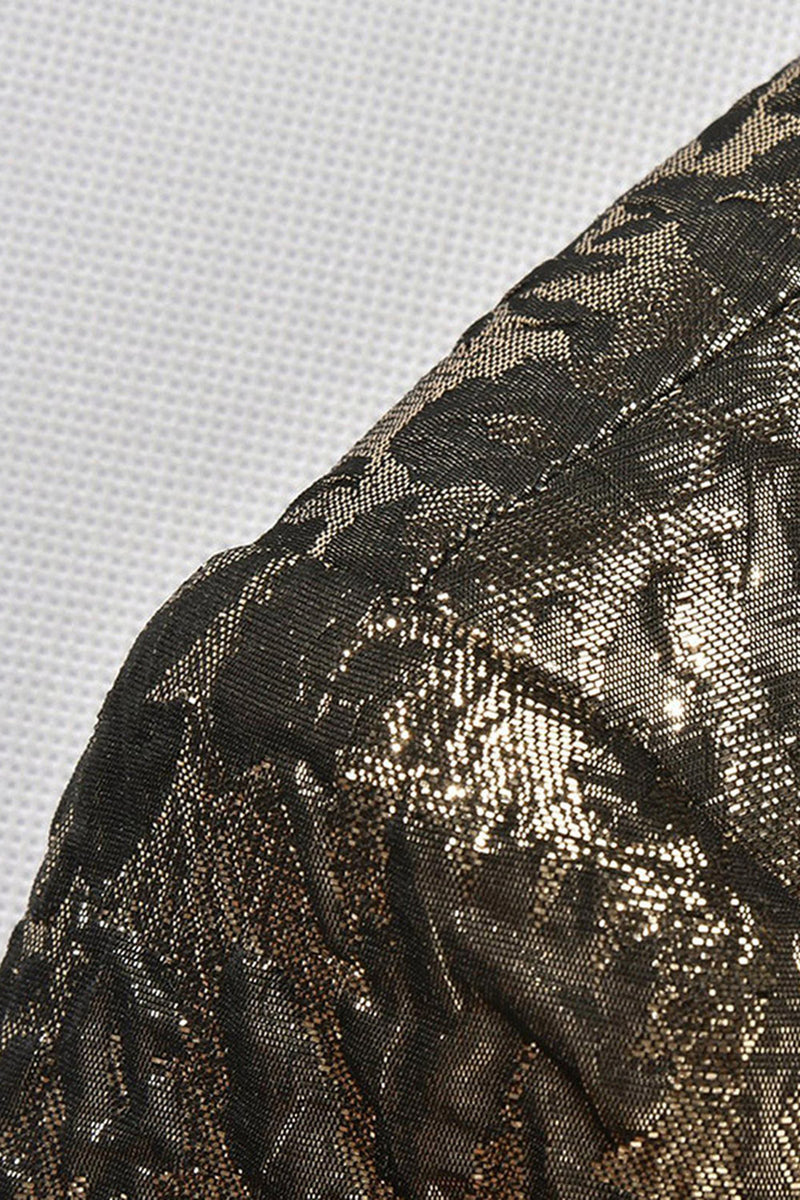 Laden Sie das Bild in den Galerie-Viewer, Glitzernder Goldener Schal Revers Herren Ballblazer