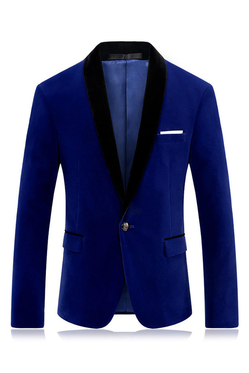 Laden Sie das Bild in den Galerie-Viewer, Herren Blauer Schal Revers mit einem Knopf Ballblazer