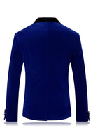 Laden Sie das Bild in den Galerie-Viewer, Herren Blauer Schal Revers mit einem Knopf Ballblazer