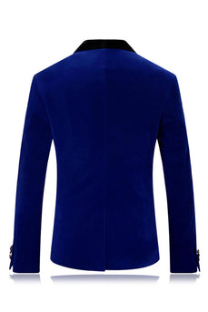 Herren Blauer Schal Revers mit einem Knopf Ballblazer
