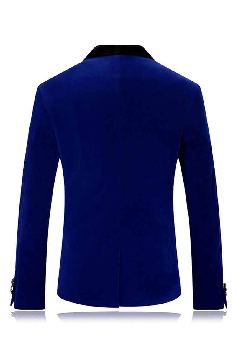 Laden Sie das Bild in den Galerie-Viewer, Herren Blauer Schal Revers mit einem Knopf Ballblazer