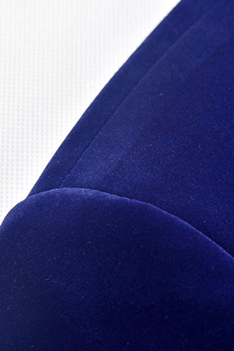 Laden Sie das Bild in den Galerie-Viewer, Herren Blauer Schal Revers mit einem Knopf Ballblazer