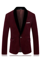 Laden Sie das Bild in den Galerie-Viewer, Herren Blauer Schal Revers mit einem Knopf Ballblazer