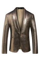 Laden Sie das Bild in den Galerie-Viewer, Golden Metallic Shawl Revers Herren Ballblazer