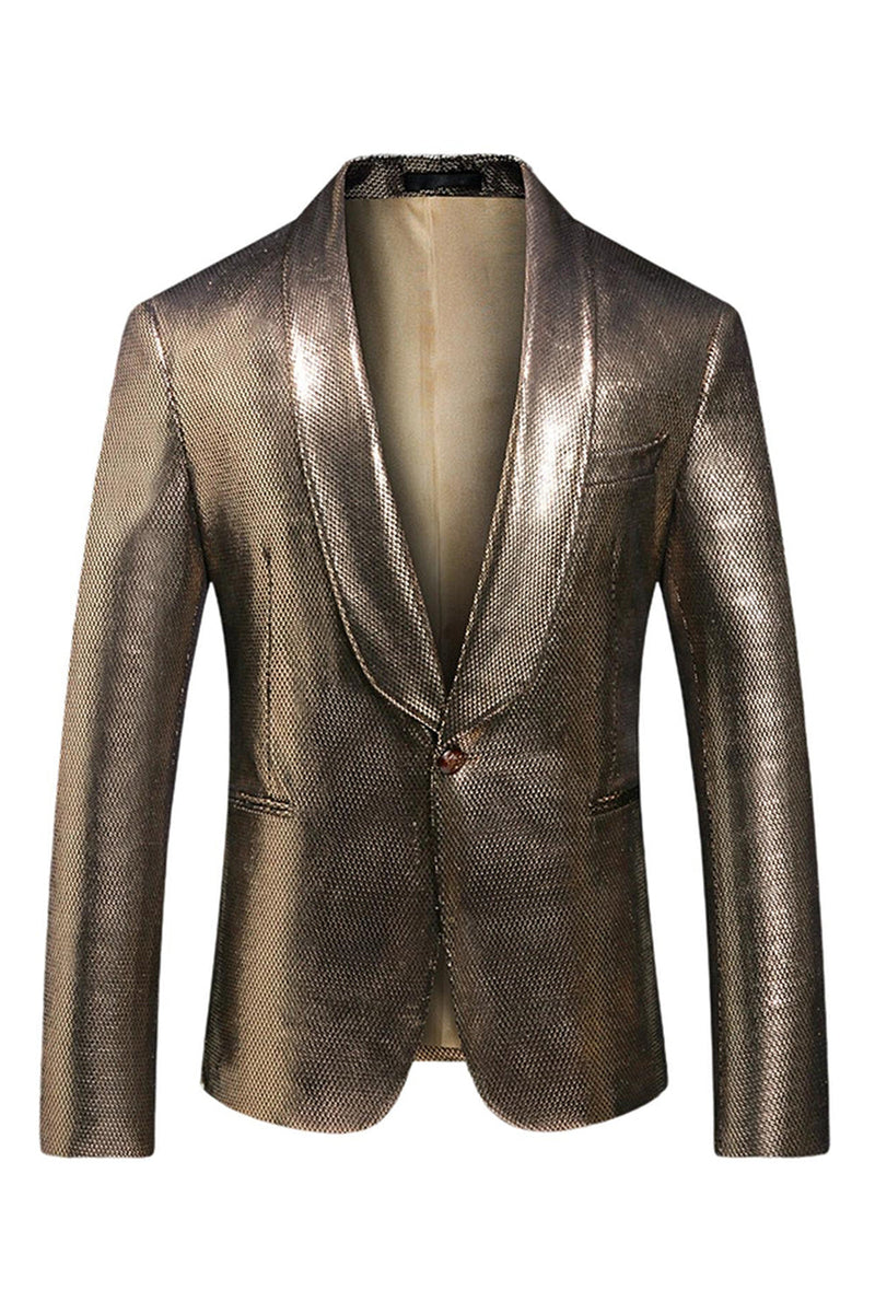 Laden Sie das Bild in den Galerie-Viewer, Golden Metallic Shawl Revers Herren Ballblazer