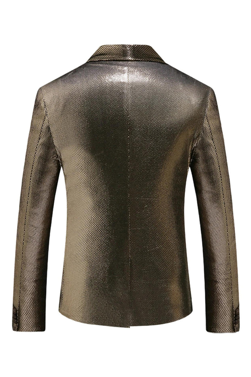 Laden Sie das Bild in den Galerie-Viewer, Golden Metallic Shawl Revers Herren Ballblazer