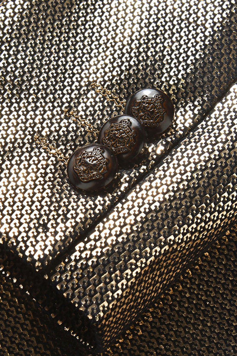 Laden Sie das Bild in den Galerie-Viewer, Golden Metallic Shawl Revers Herren Ballblazer