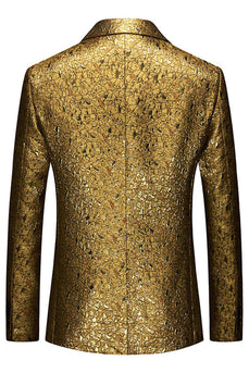 Glitzernder Goldener Ballblazer mit gekerbter Reverstextur